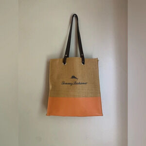 Tommy Bahama Tan and Orange Tote Bag